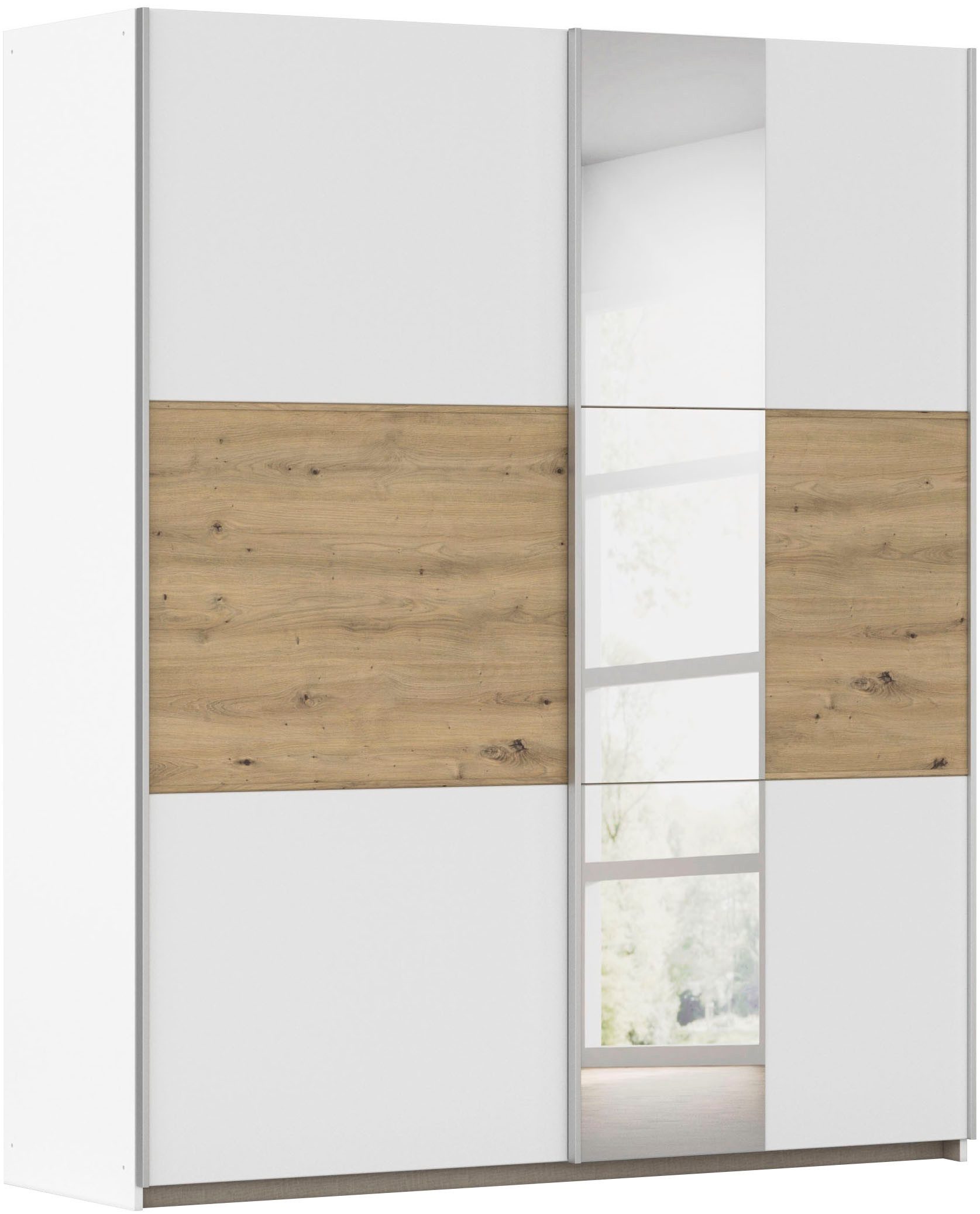 rauch Schwebetürenschrank Kleiderschrank Schrank Garderobe TOPSELLER ASTANA OTTO´s CHOICE (3 Ausstattungen BASIC/CLASSIC/PREMIUM, Breiten 175/218/261 cm) mit 3 Spiegelelementen, Metallgriffleisten alufarbig MADE IN GERMANY