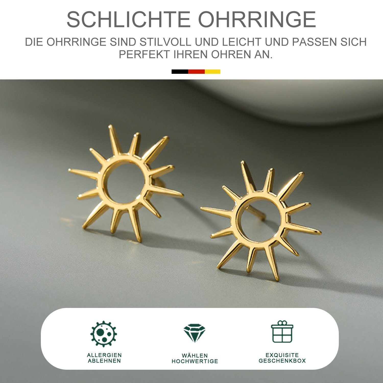 MAGICSHE Paar Ohrstecker Sonnenblume Silber S925 Metall Ohrringe
