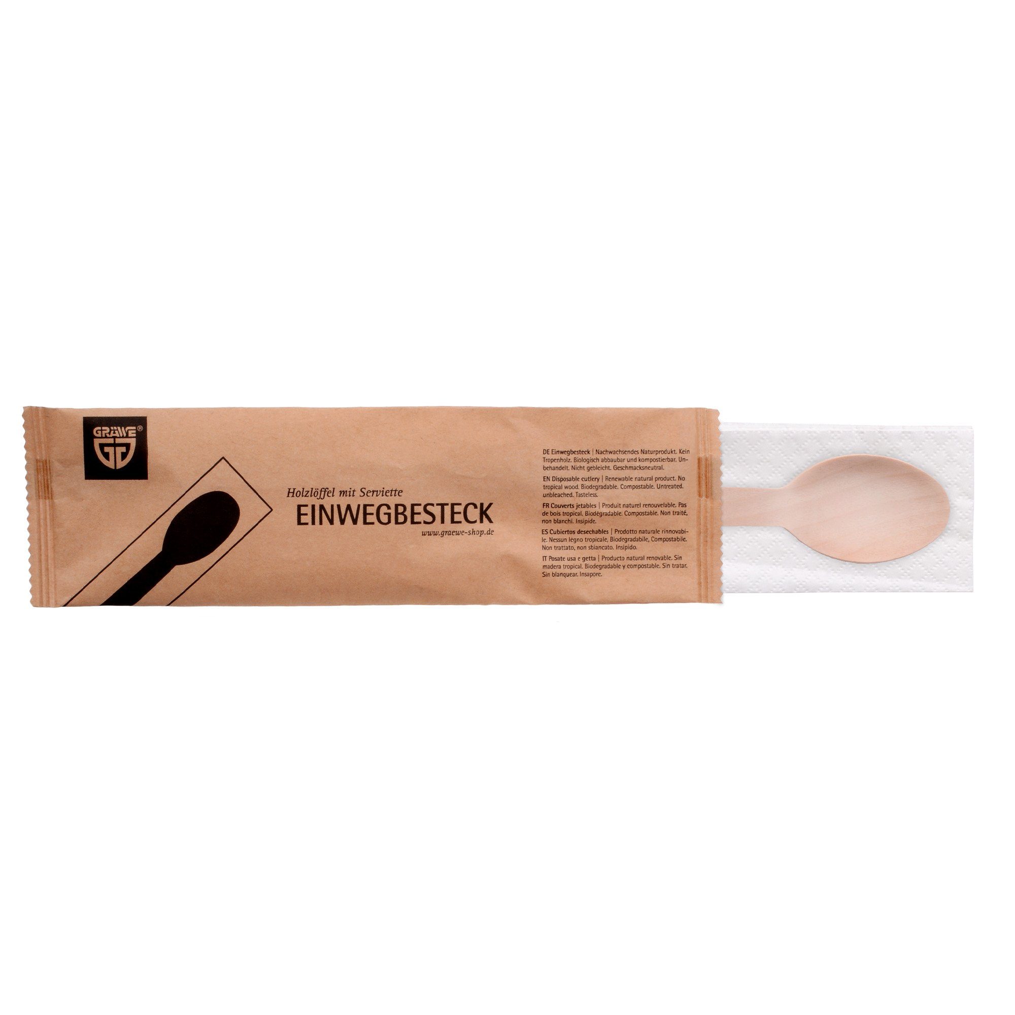 GRÄWE Einwegbesteck-Set GRÄWE Holzbesteck mit Serviette, Holz