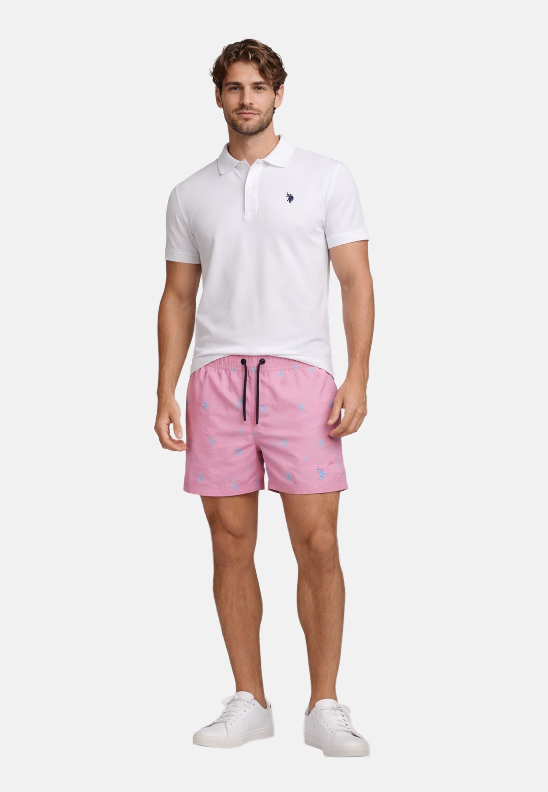 U.S. Polo Assn. Badeshorts Schwimmshorts USMilan – Herren Shorts mit Allover-Logo-Design Allover-Logo-Print, zwei Eingrifftaschen, verstellbare Bindekordel