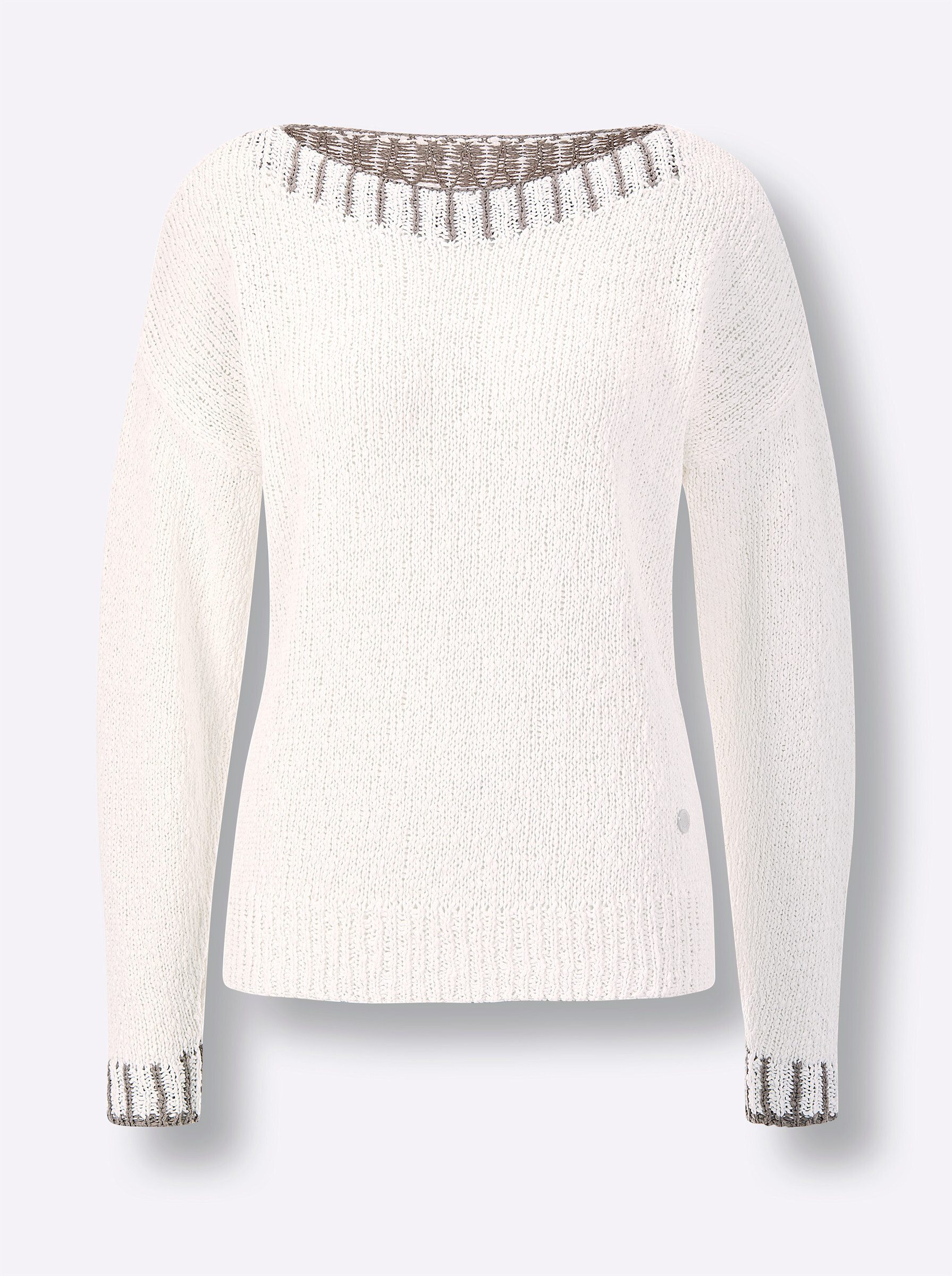 Strickpullover Leinen-Baumwoll-Pullover Langarm