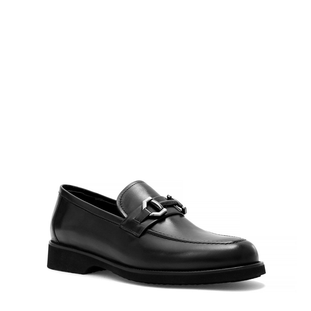 Celal Gültekin Business Blockabsatz Schnallendetail Freizeit Herren Loafer Glattleder, Trensenspange, Schwarz, 41