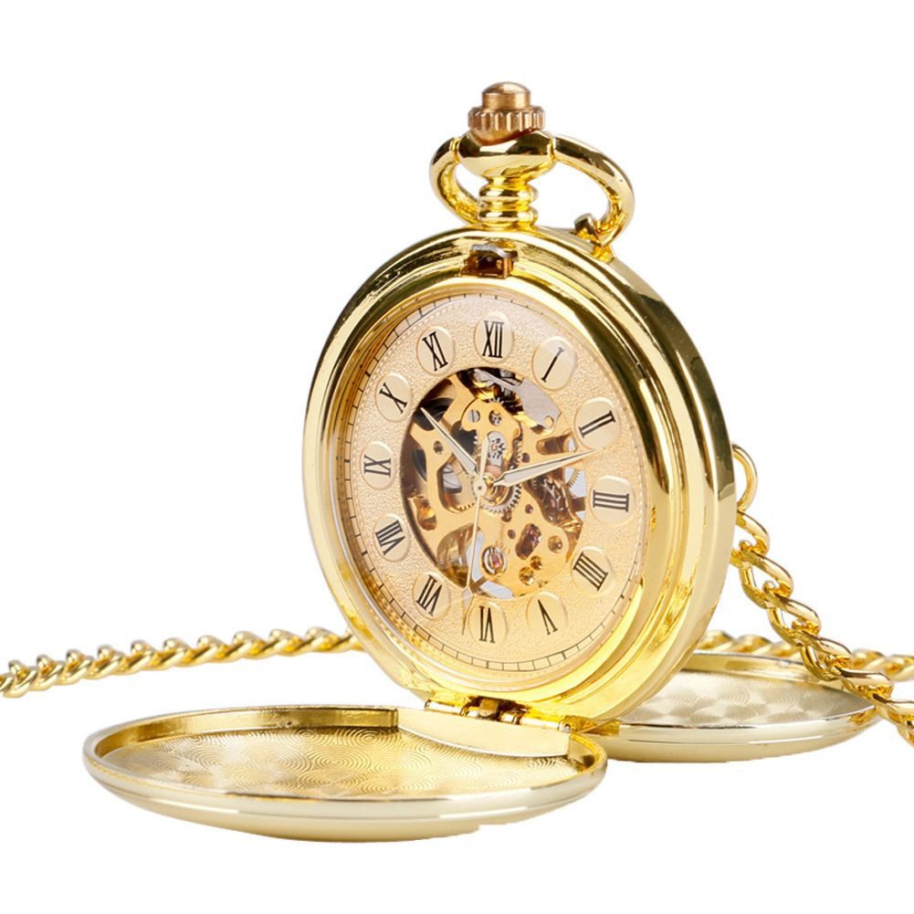 Tidy Taschenuhr Antike Skelett Taschenuhr Handaufzug – Doppel offen, Kette, Tasche