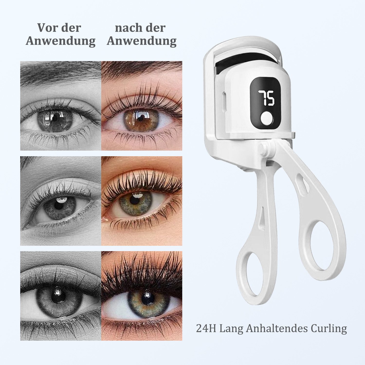 DESUO Wimpernzange Elektrische Wimpernzange Beheizbar 3 Temperaturmodi Wiederaufladbarer
