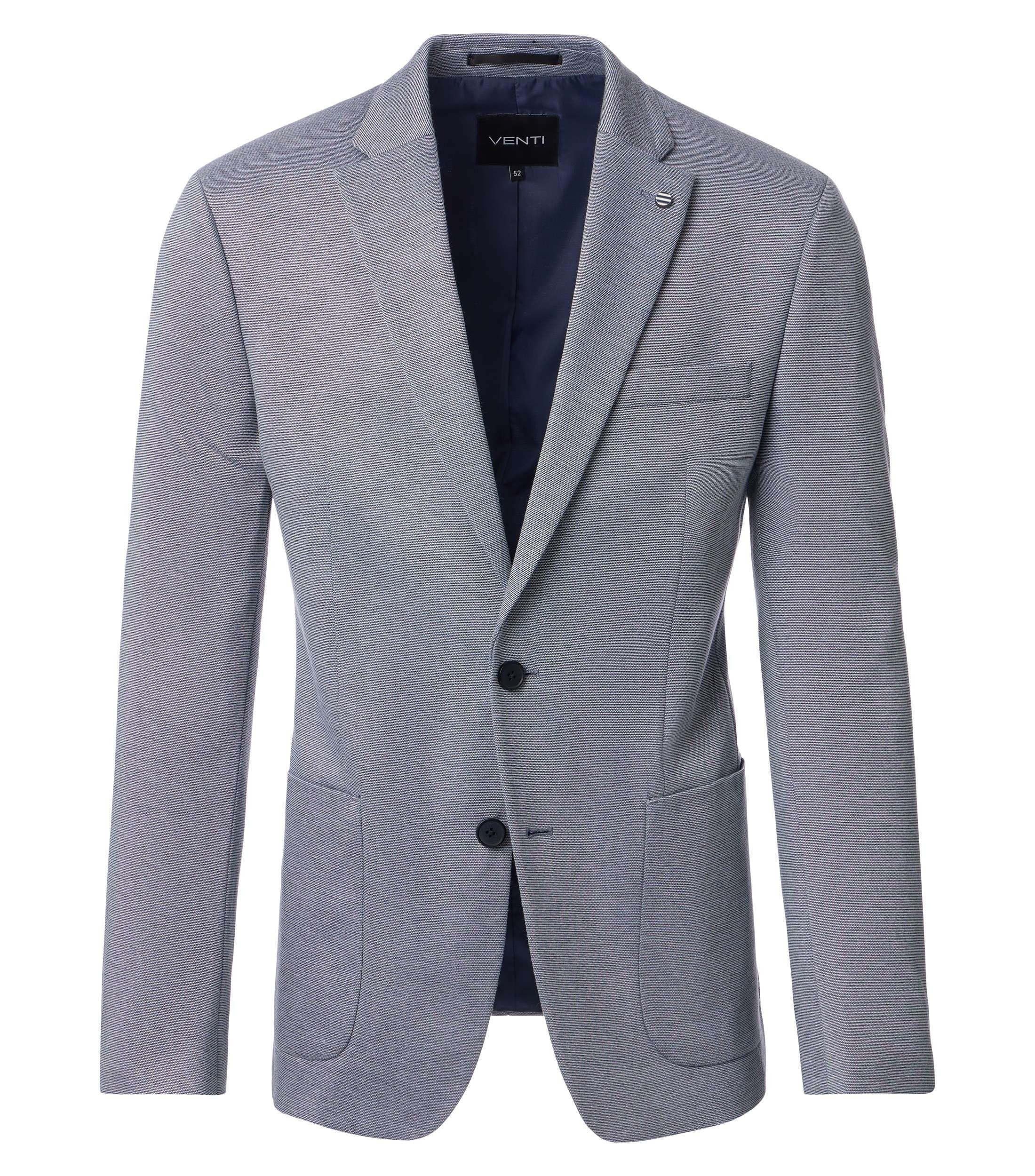 VENTI Sakko VENTI City Herren Sakko Revers Casual-Fit Stretch Bi-Color Blau