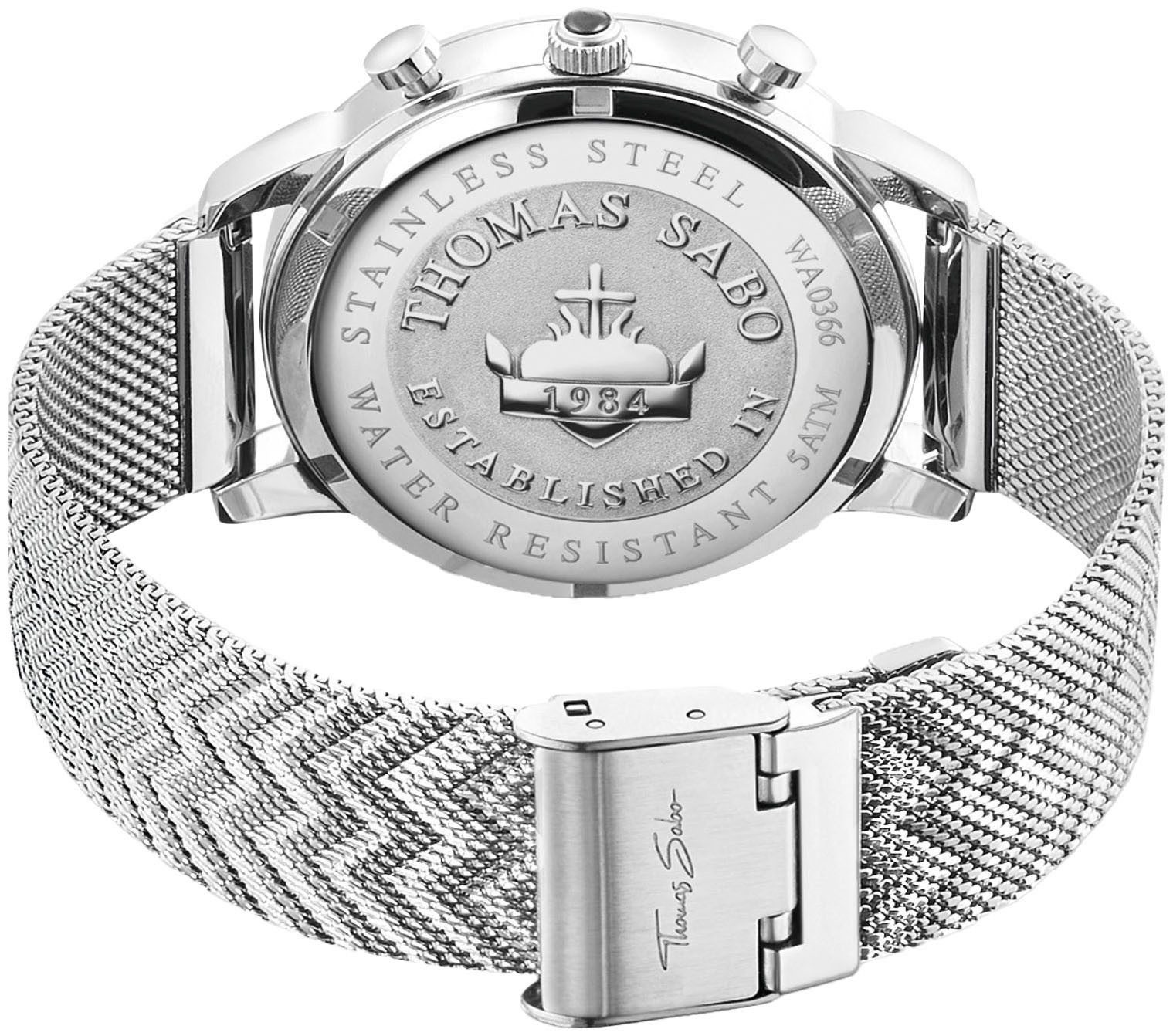 THOMAS SABO Chronograph ARIZONA SPIRIT WA0366-201-215-42 MM, Quarzuhr, Armbanduhr, Herren, Datum, Stoppfunktion, Hämatit-Steine