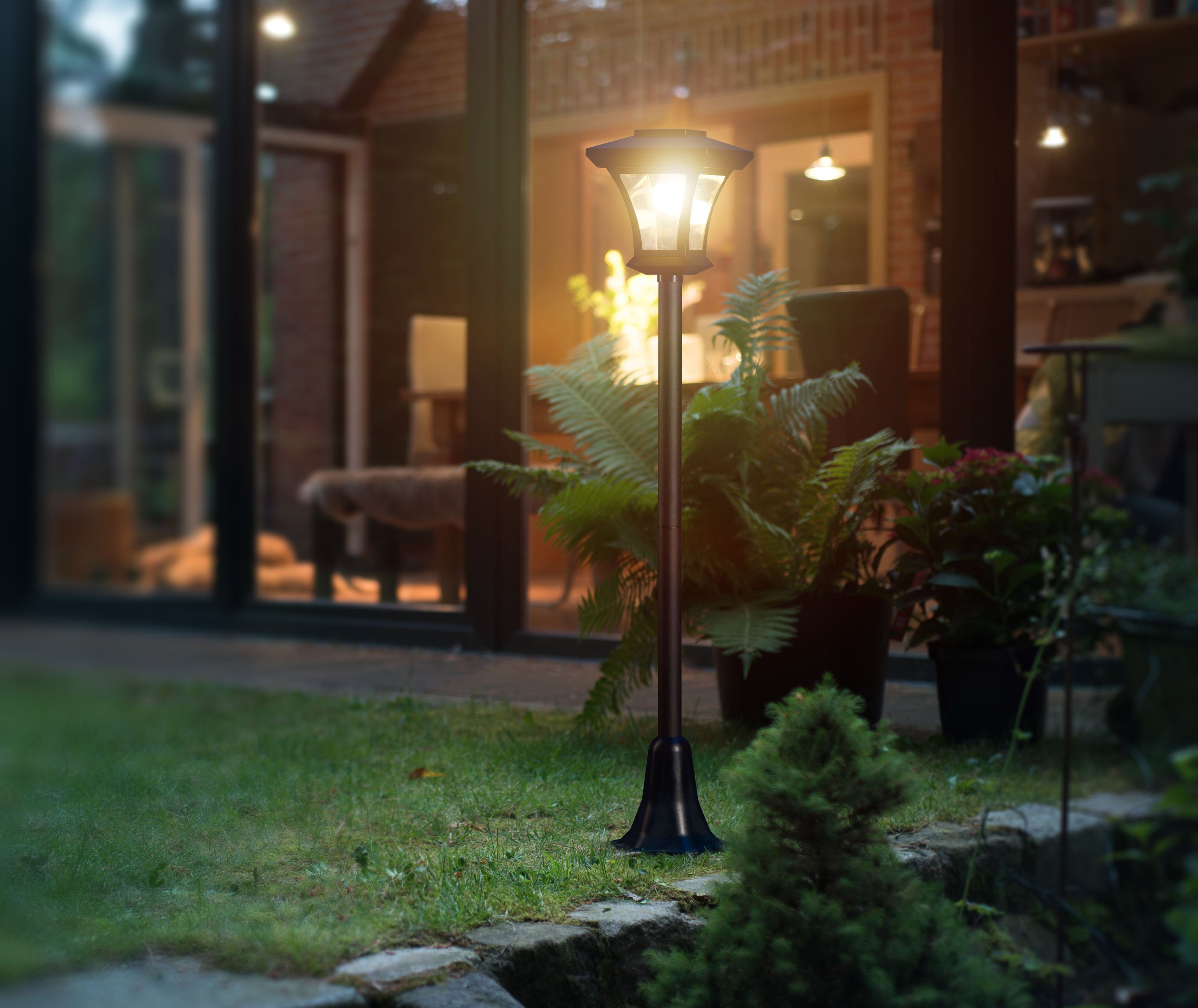 IC Gardenstyle LED Außen-Stehlampe LED Solarlaterne 120 cm -2eer, Tageslichtsensor, LED fest integriert, Warmweiß, Set mit 2 Stück – Bild 2 von 4