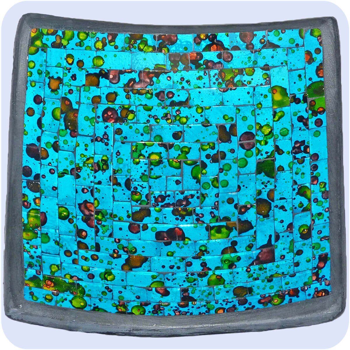 SIMANDRA Dekoschale Mosaikschale Tonschale Quadrat bunt groß Blau
