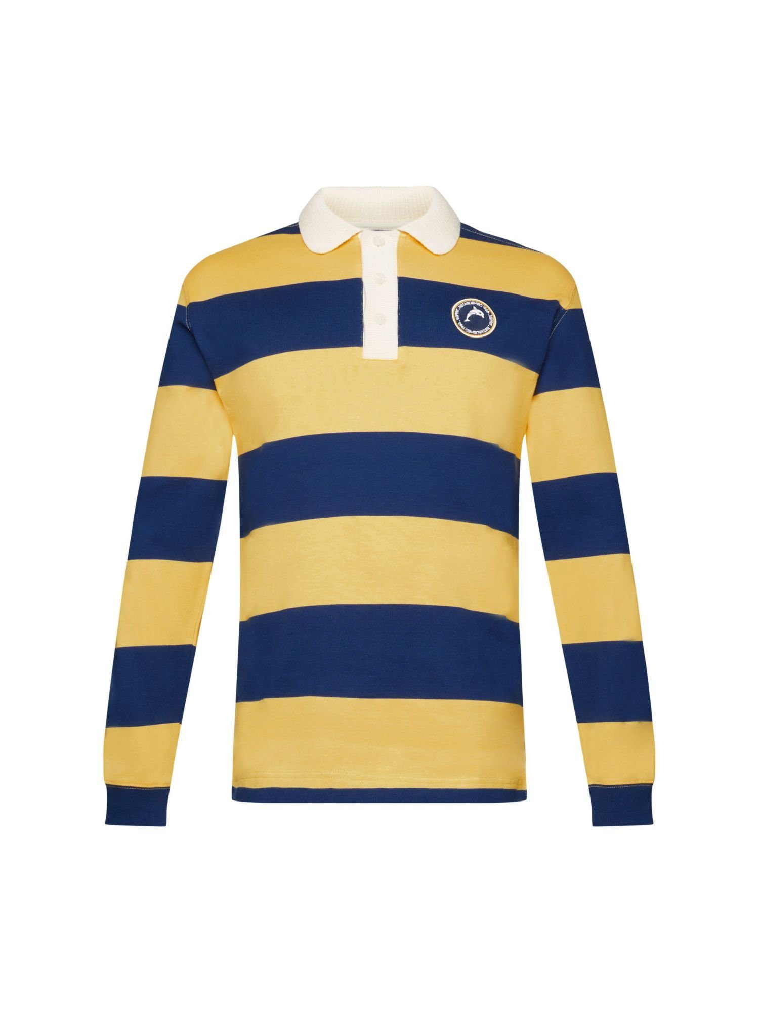 Esprit Langarm-Poloshirt Gestreiftes Rugby-Polo YELLOW