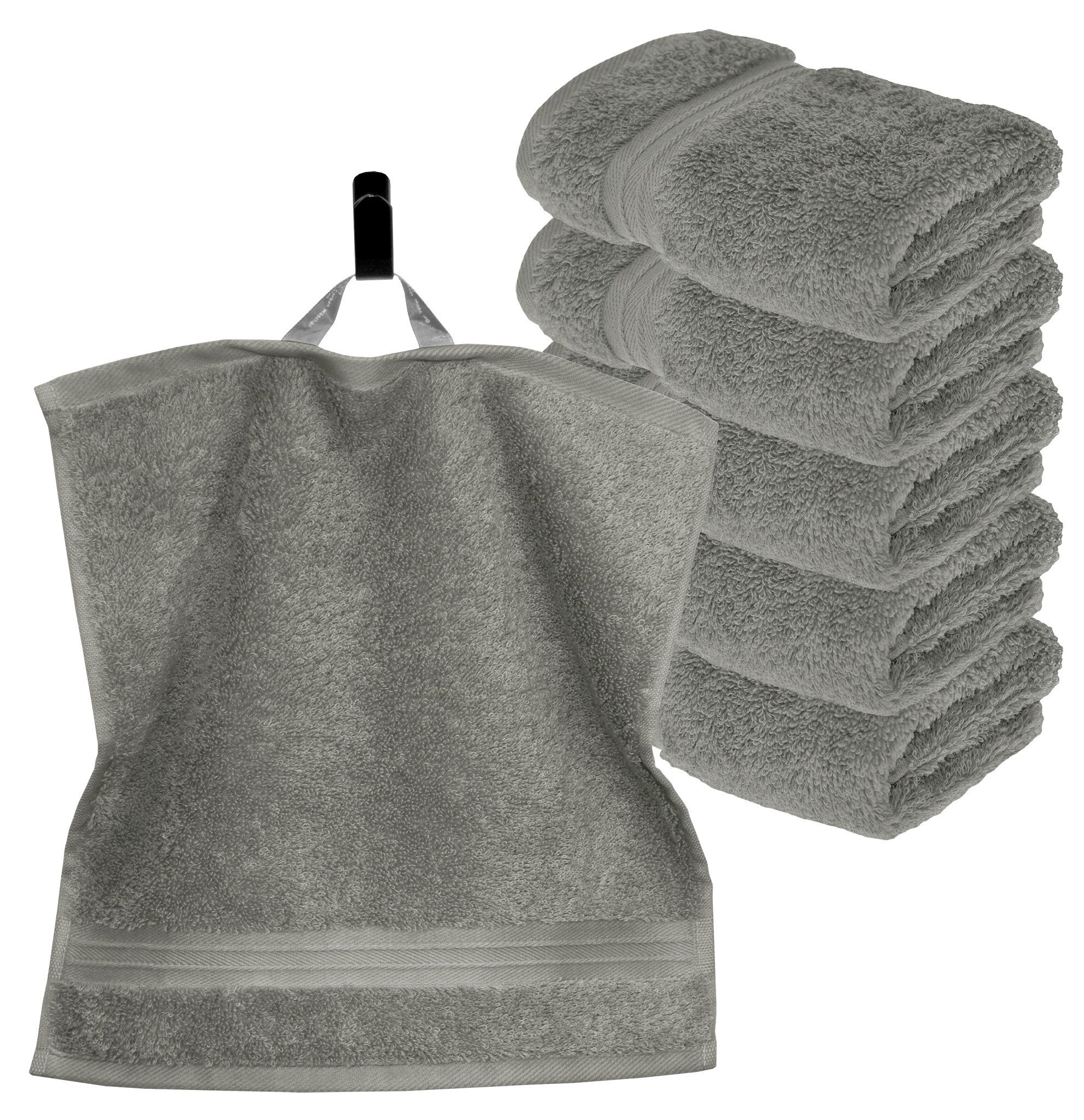 Lashuma Seiftuch Linz, (Set, 6-St), Quadratische Gästehandtücher grau 30x30 cm
