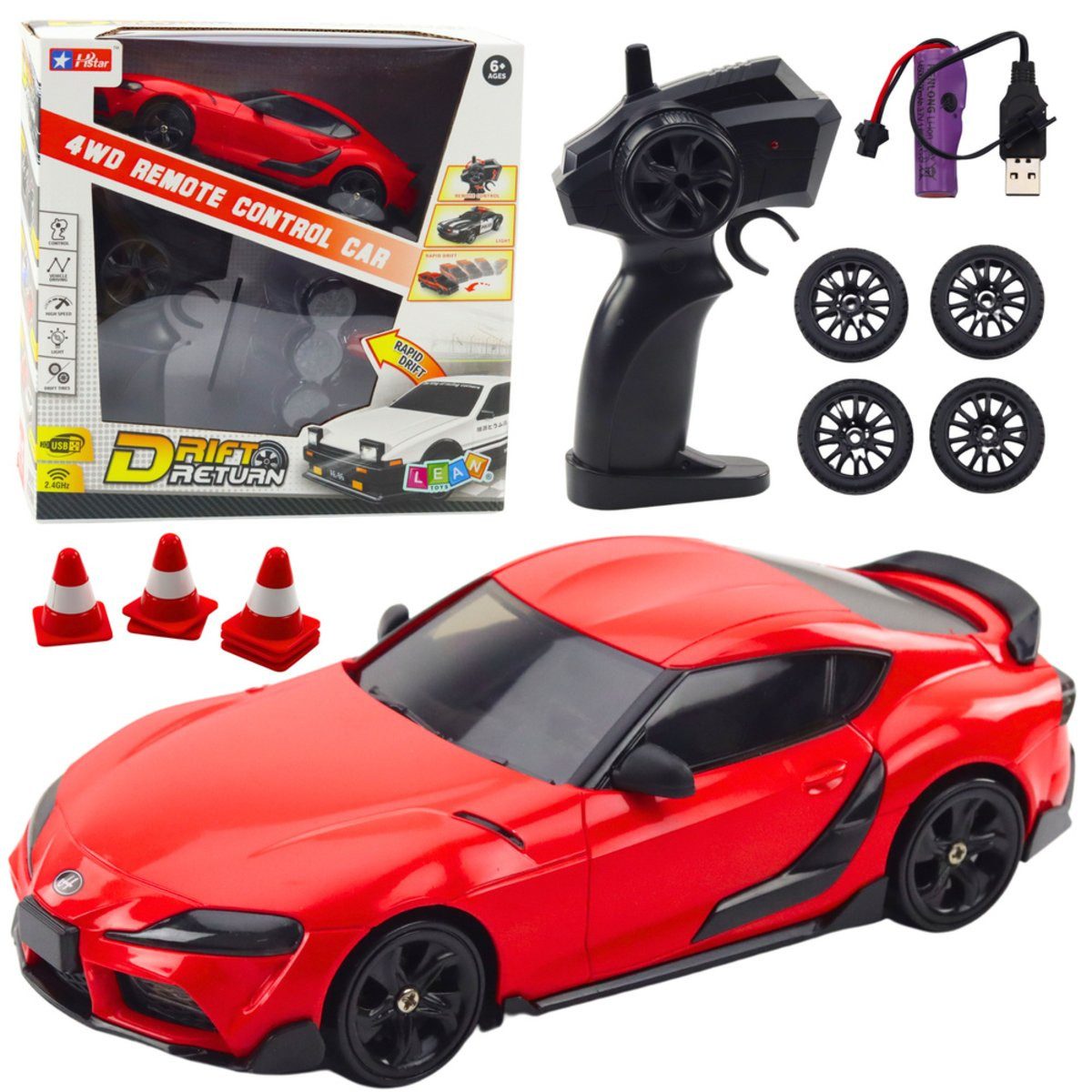 Wisam RC-Auto Sport-Drift-Auto mit austauschbaren Rädern, ferngesteuertem
