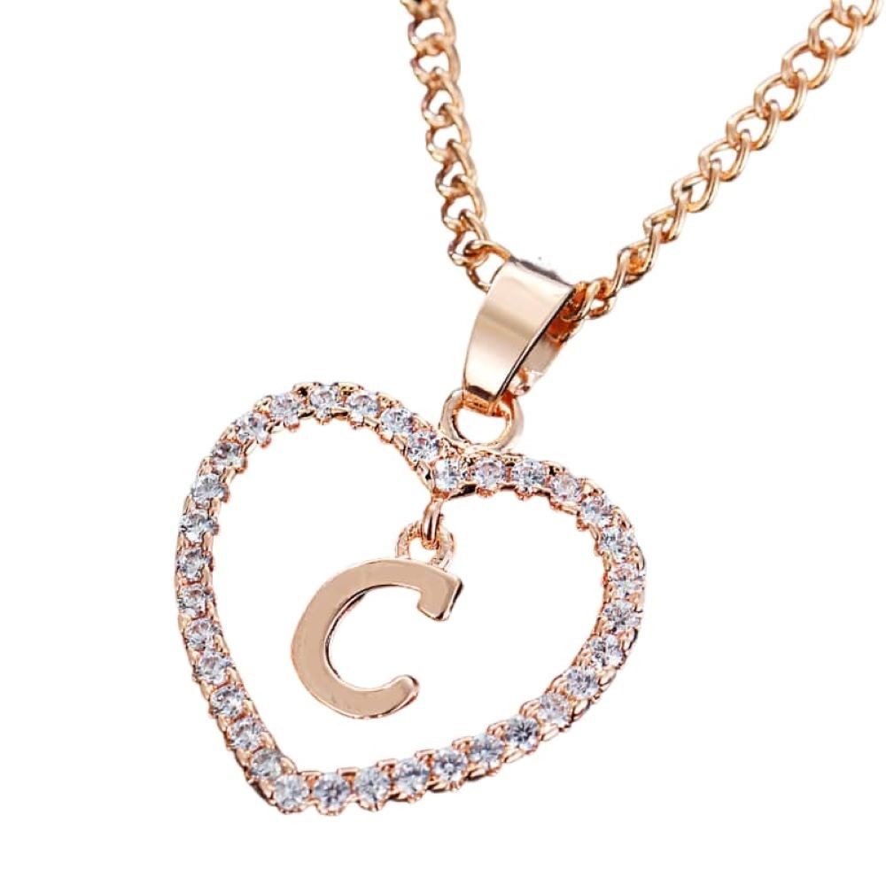 Ketten-Set Kette Buchstaben Herz Rosegold aus Alloy Damen - Buchstabe C