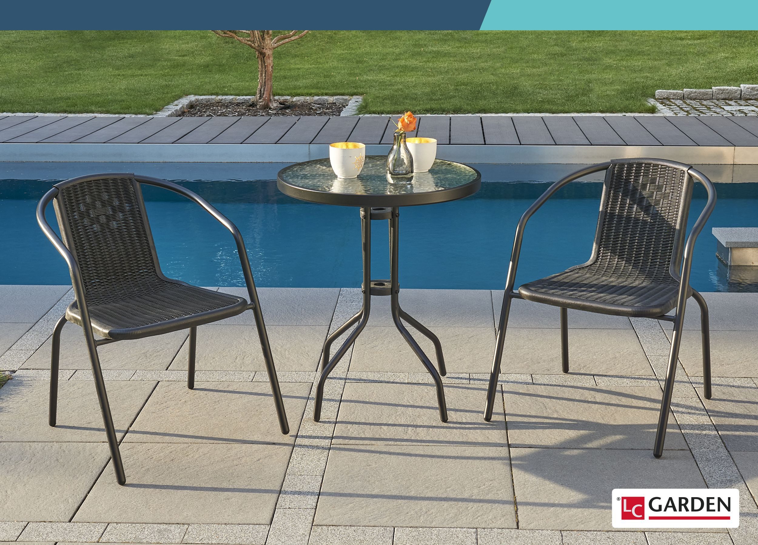 LC Garden Stapelstuhl Garvista Stapelstuhl 54x52x72cm schwarz Gartenstuhl