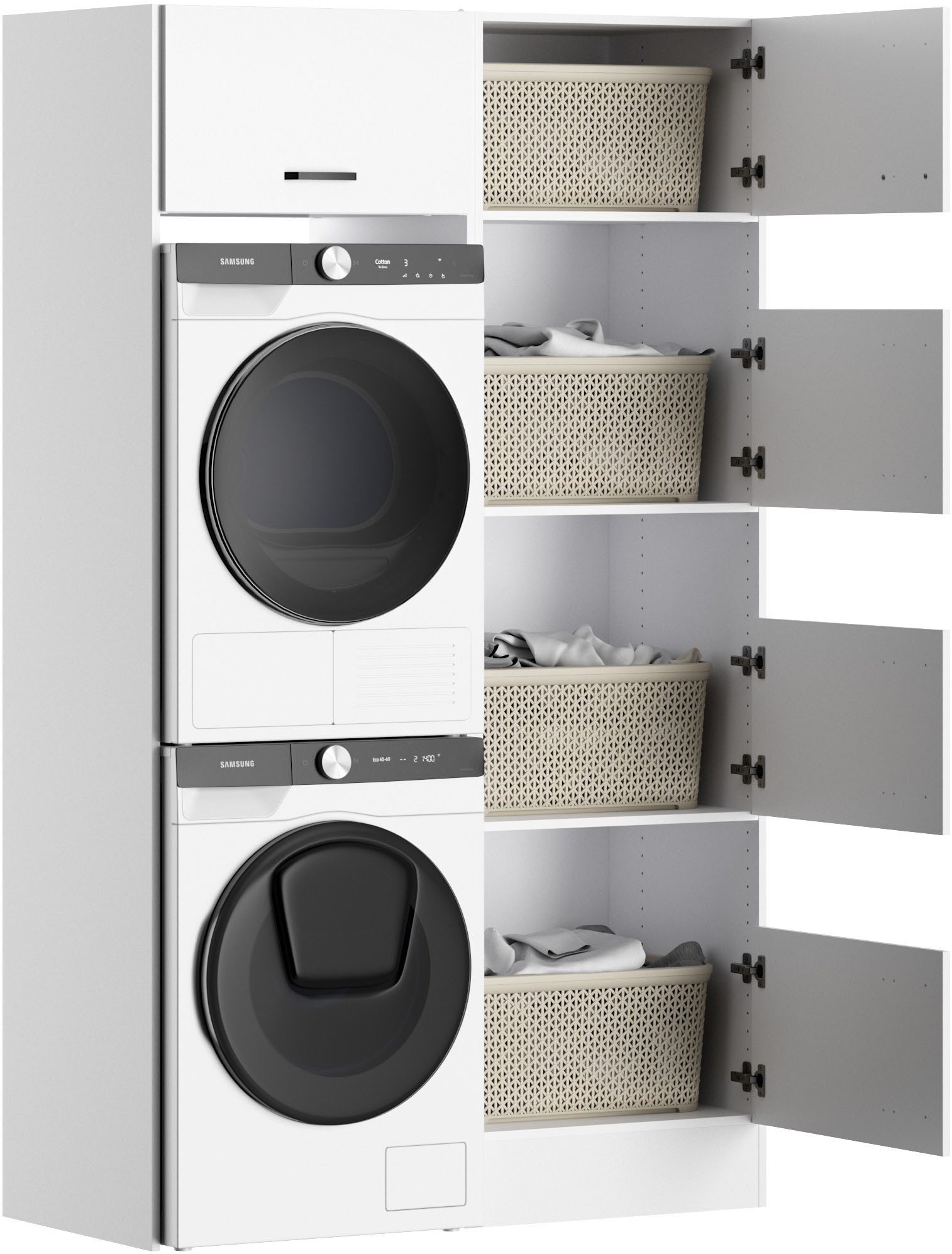 OPTIFIT Mehrzweckschrank-Set OPTImulti, (2-St), Breite 123,2 cm, cleveres Wäschesystem, Metallgriffe – Bild 5 von 5