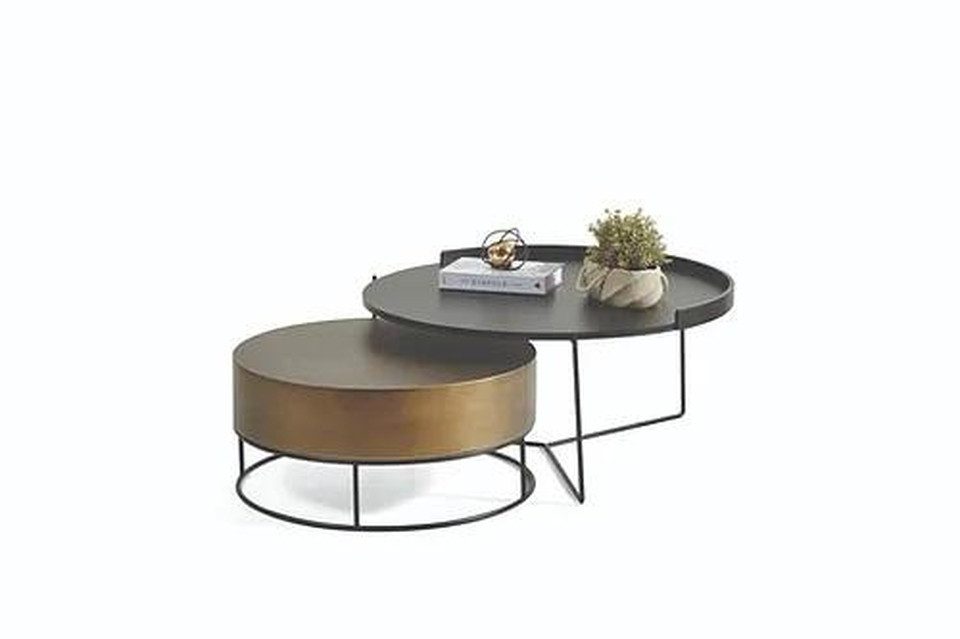 Couchtisch Designer 2x Couchtische Moderner Runder Beistelltisch Metalltisch Set