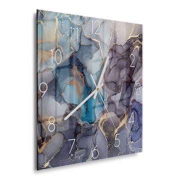 DEQORI Wanduhr 'Stilvoller Tinteneffekt' (Glas Glasuhr modern Wand Uhr Design Küchenuhr)
