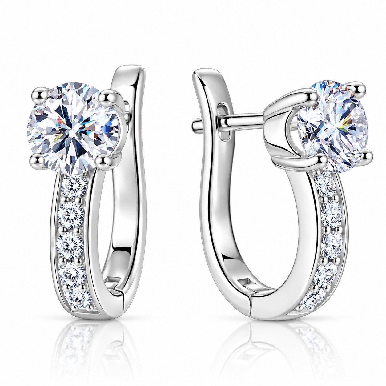 ROUGEMONT Paar Creolen Moissanit Damen Creolen Ohrringe mit Echtheitszertifikat 18K Gold, Echtschmuck mit Echtheitszertifikat