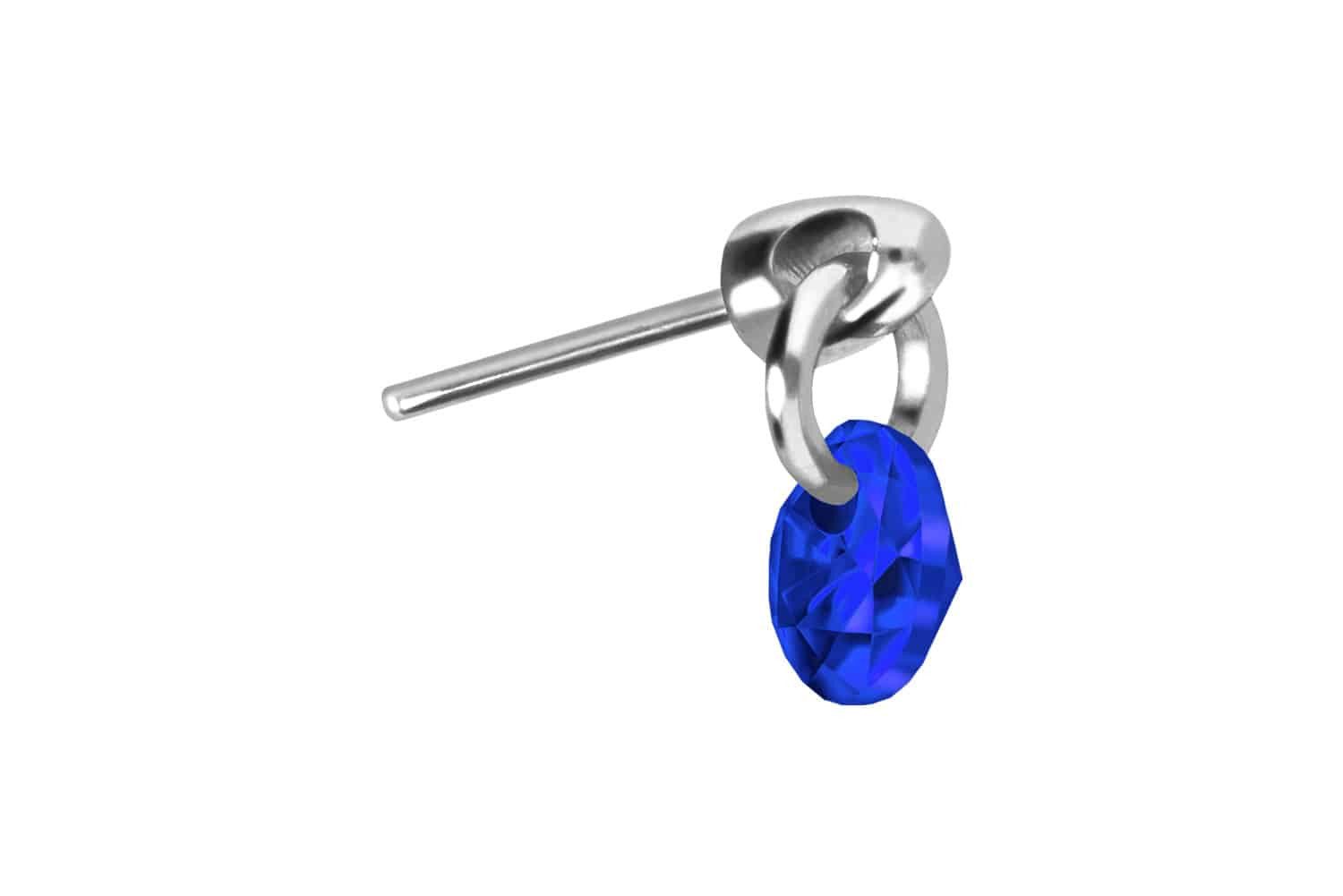 Piercing-Set Titan Aufsatz mit Push Pin RUNDER KRISTALL