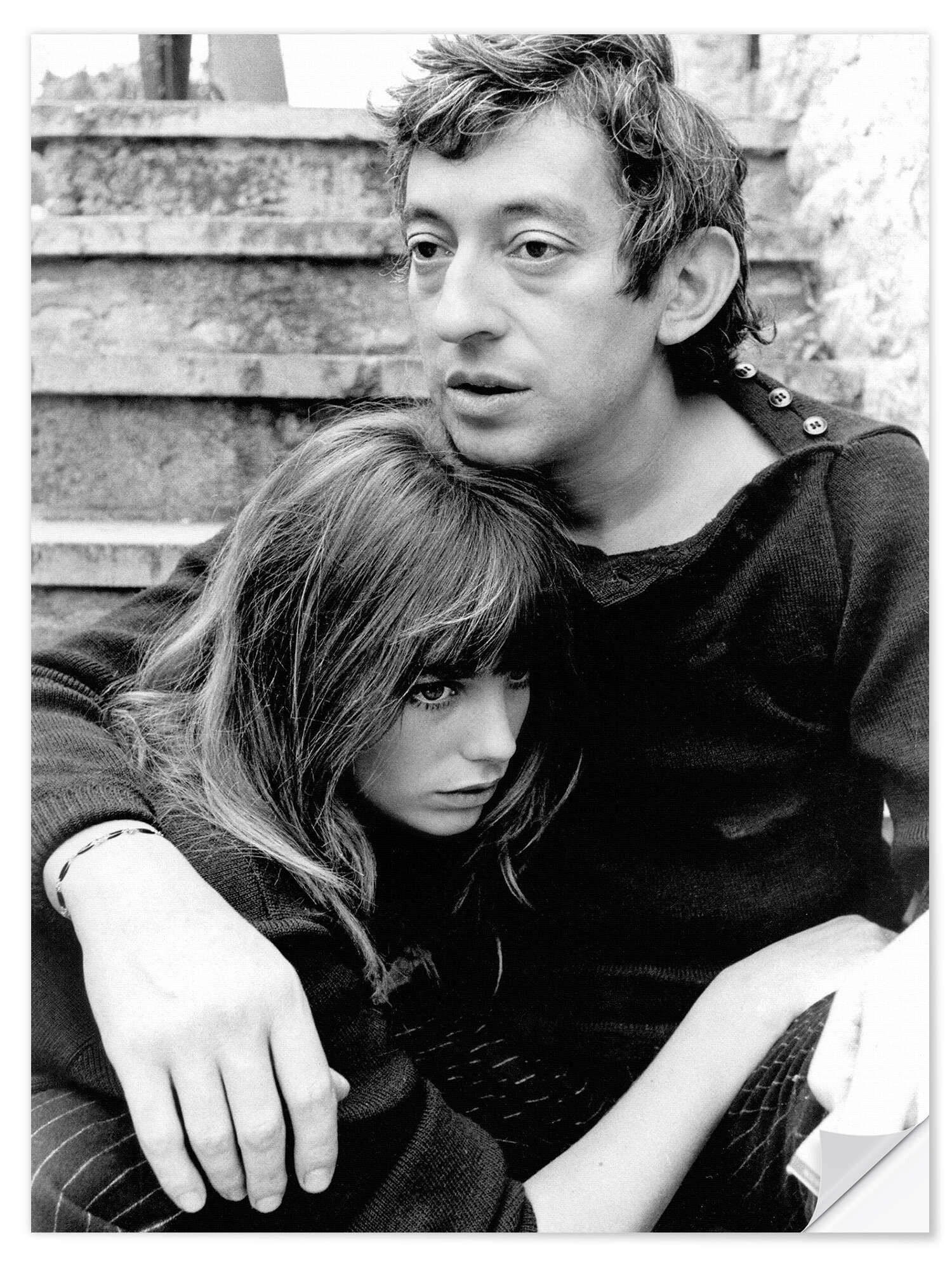 Posterlounge Wandfolie Bridgeman Images, Jane Birkin und Serge Gainsbourg, ca. 1970, Wohnzimmer Fotografie