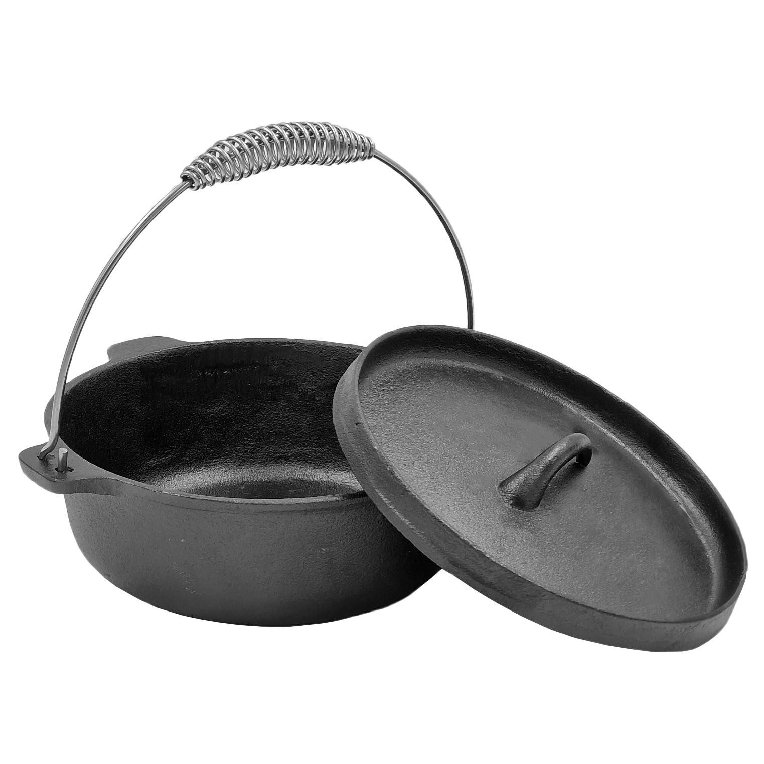 matrasa Grilltopf mit Deckel & Henkel - Dutch Oven - Schmortopf Gusseisen 1,5 L 20x11cm, Gusseisen