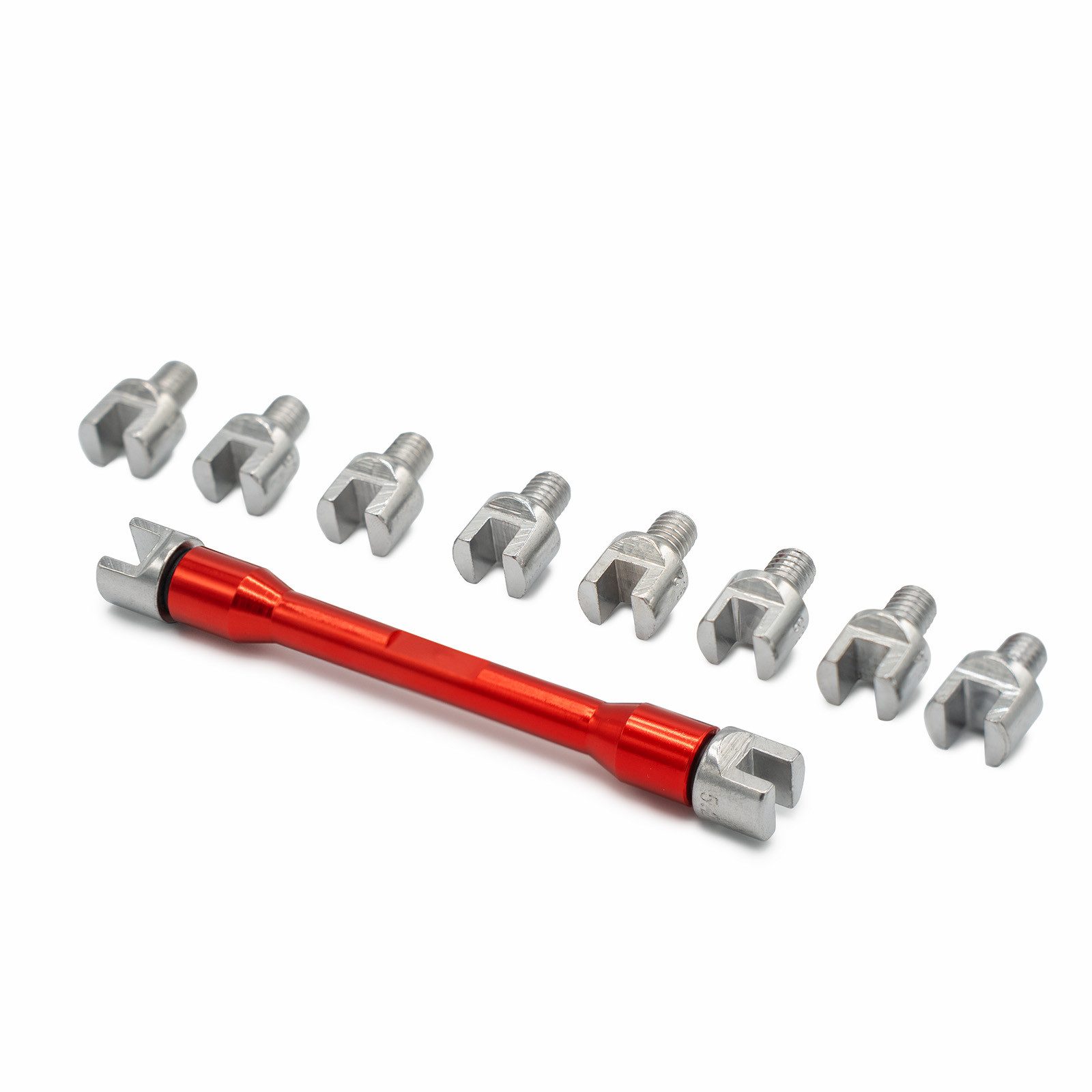Weber GmbH Werkzeugset Speichenschlüssel Set 5,2–7 mm 11-tlg. für Fahrrad & Motorrad, (11-tlg), Speichen spannen & zentrieren, incl. Chrom Bits