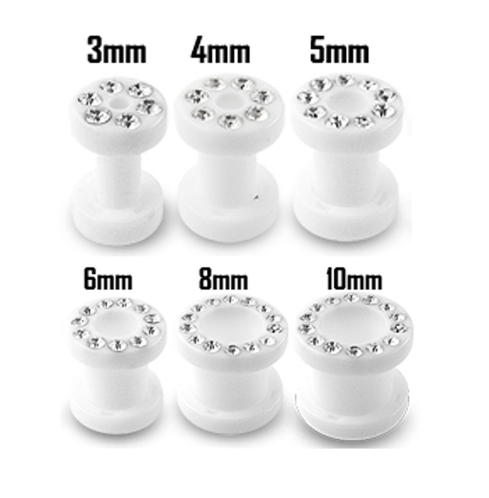 Kingka Plug-Set Flesh Tunnel Set weiß Schraubverschluß (Set, 6-tlg., 6 Größen), Flesh Tunnel glänzend, nur wenige am Lager SALE