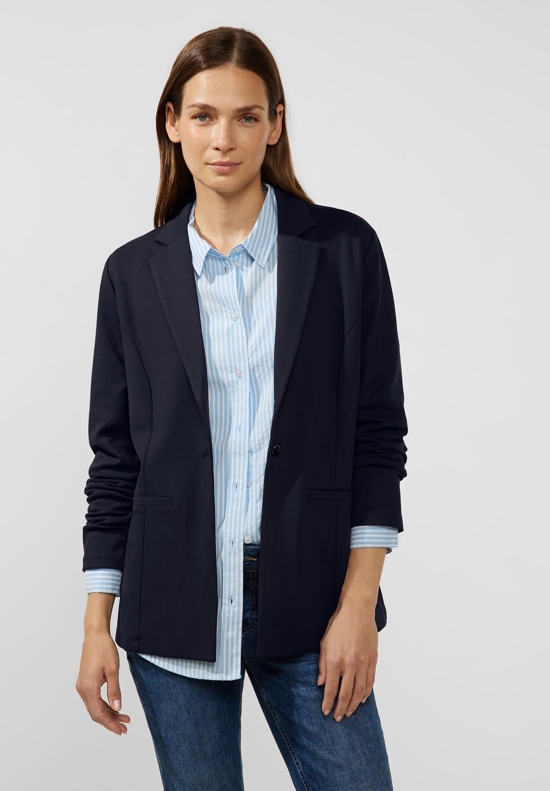 [Neueste Mode] STREET ONE mit deep Longblazer blue Reverskragen