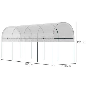 Outsunny Foliengewächshaus Tomatengewächshaus, BxTxH: 400 x 120 x 170 cm, 0 mm Wandstärke, Set, Tomatengewächshaus, Winddichtes Tomatenhaus zur Anzucht, Tomatendach