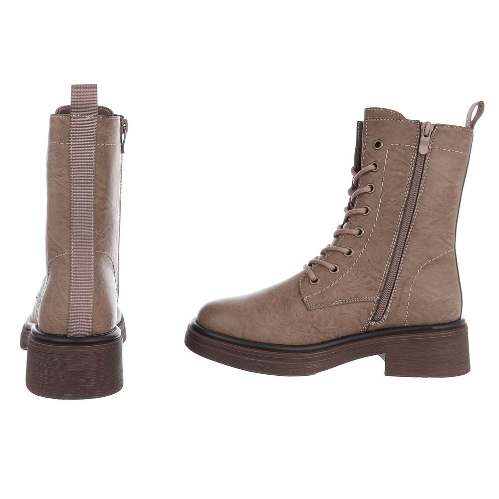 Ital-Design Damen Stiefel mit Schnürung und blockabsatz für Alltag Schnürstiefelette (90598768) Blockabsatz Stiefeletten in Hellbraun – Bild 5 von 5