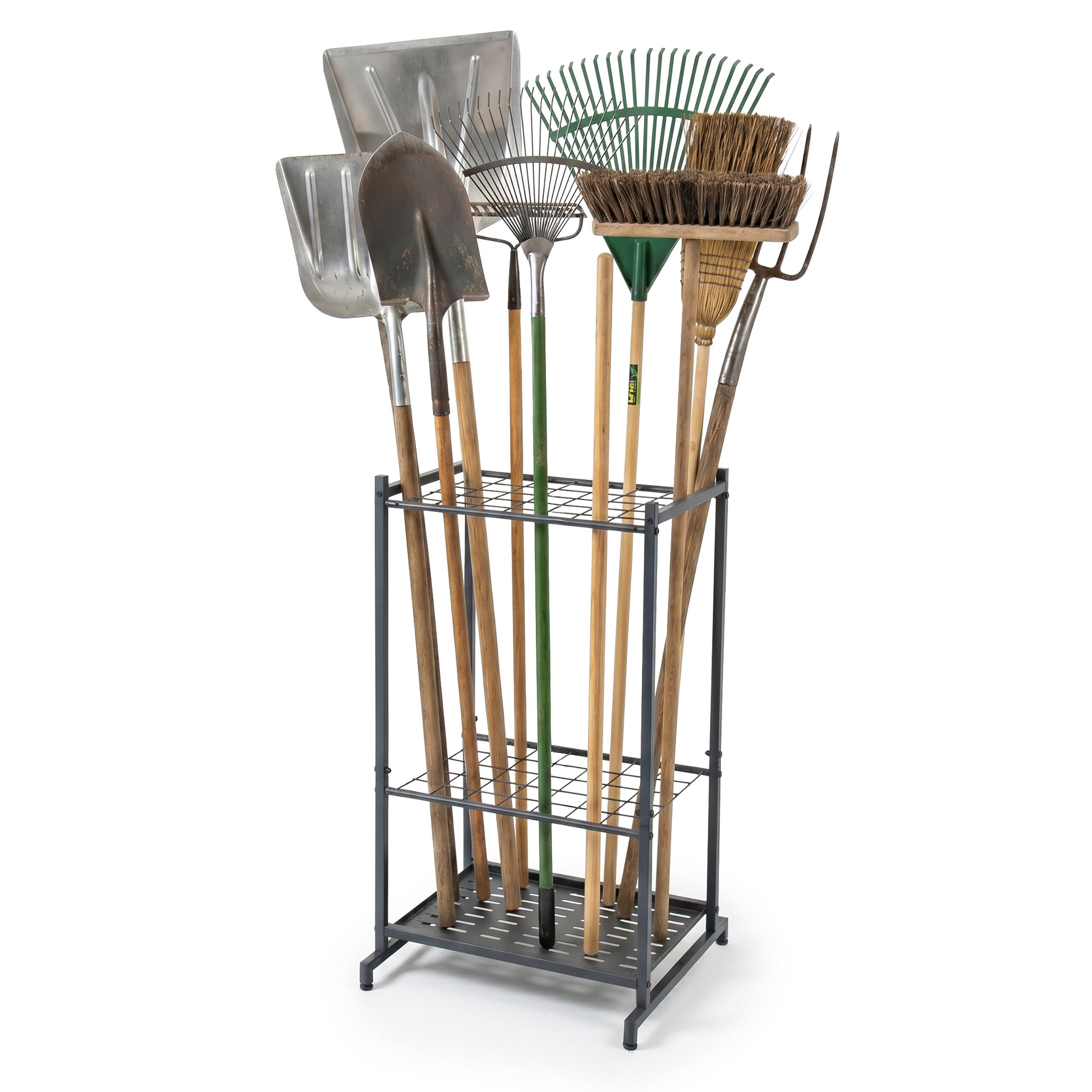 relaxdays Gartengerätehalter Gartengeräteständer für 35 Werkzeuge, (anthrazit)