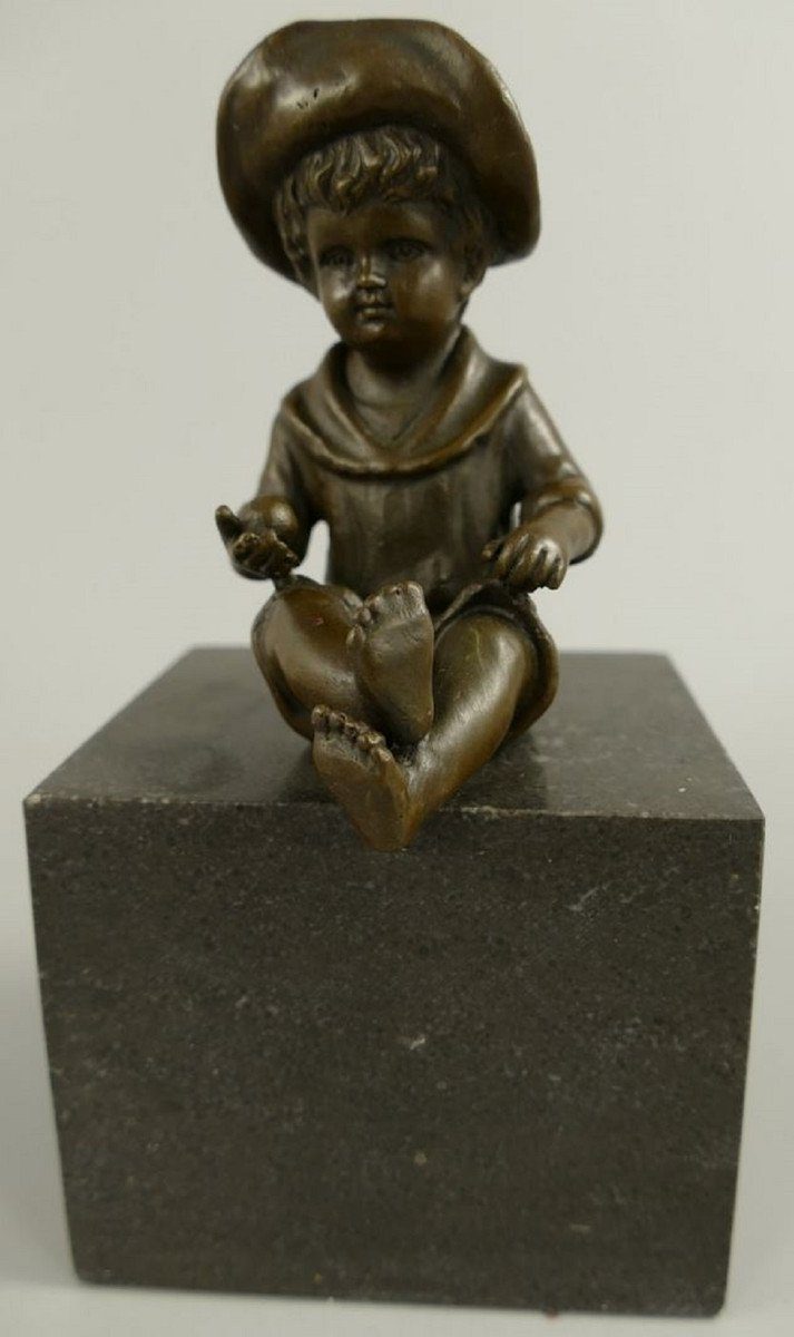 Casa Padrino Dekofigur Jugendstil Bronze - Bronzefigur - Dekofigur Hut / cm 9 Bronzefarben x Junge Accessoires Skulptur Deko mit 16 H. Schwarz 