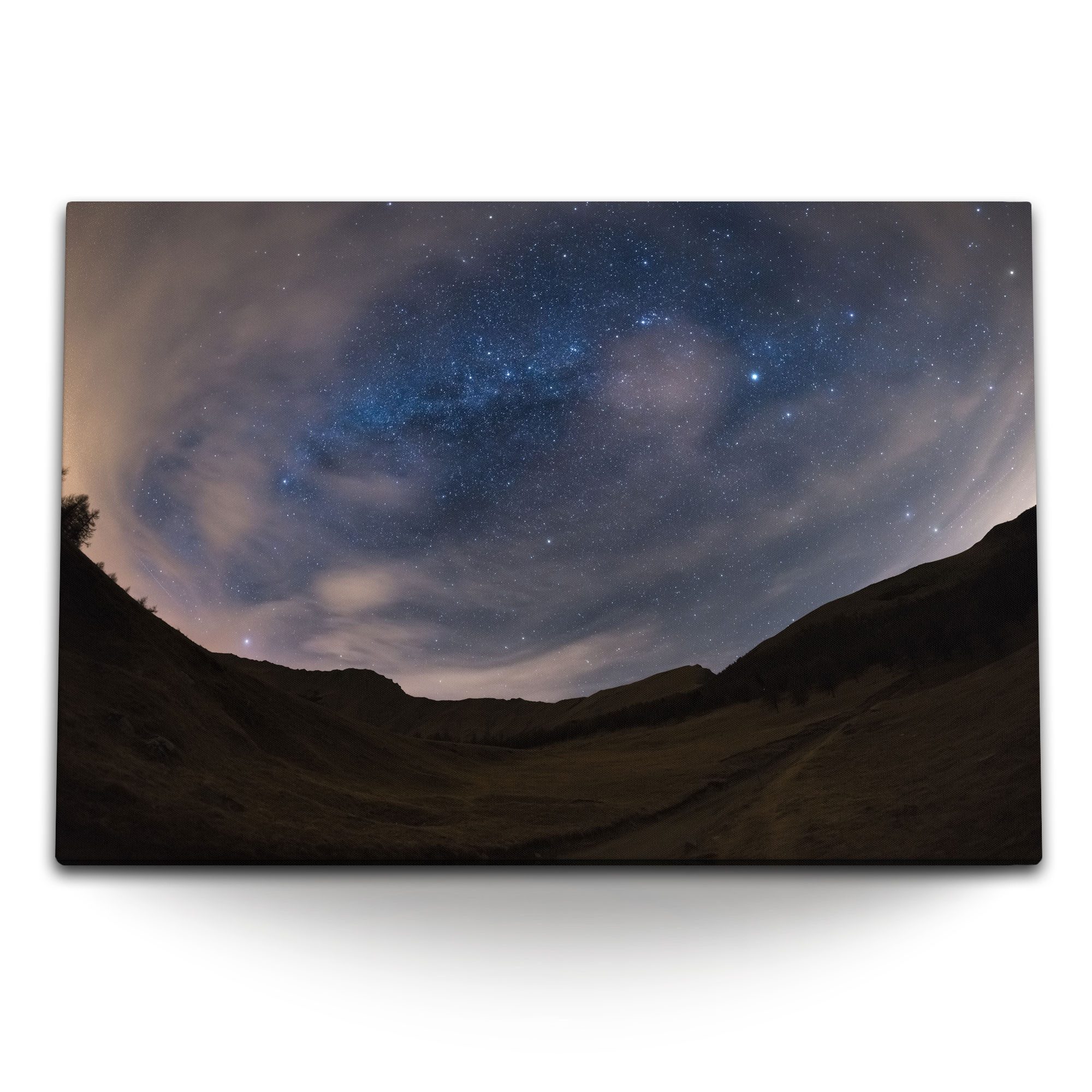 Leinwandbild 120x80cm Wandbild auf Leinwand Astrofotografie Berge Sterne Galaxie Mi
