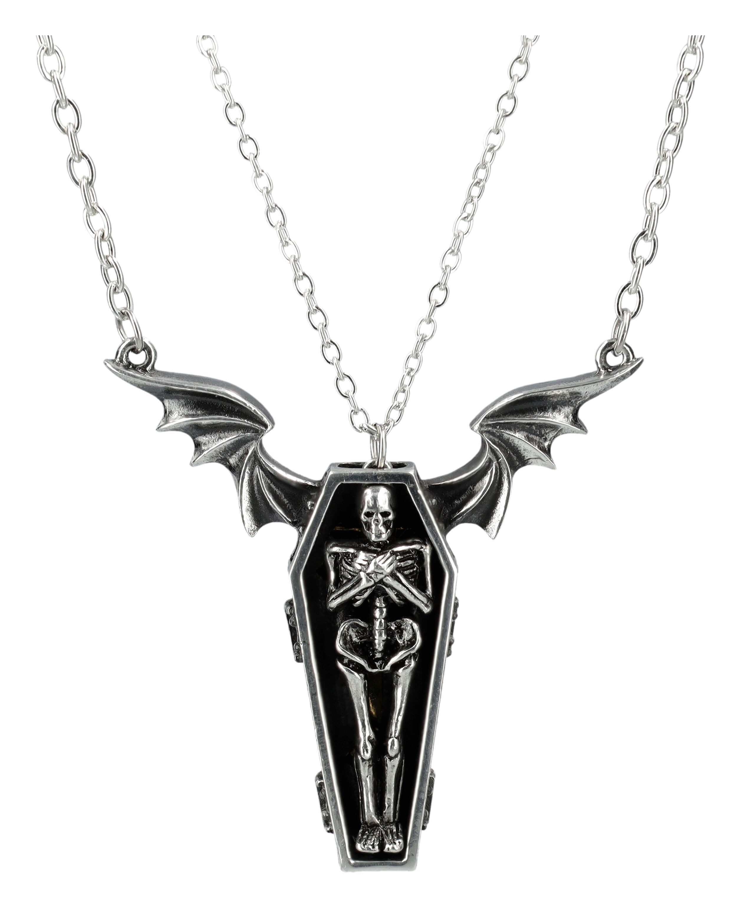 Kette mit Anhänger Sarg Halskette „Undying“ – Gothic Schmuck mit Skelett Alchemy England