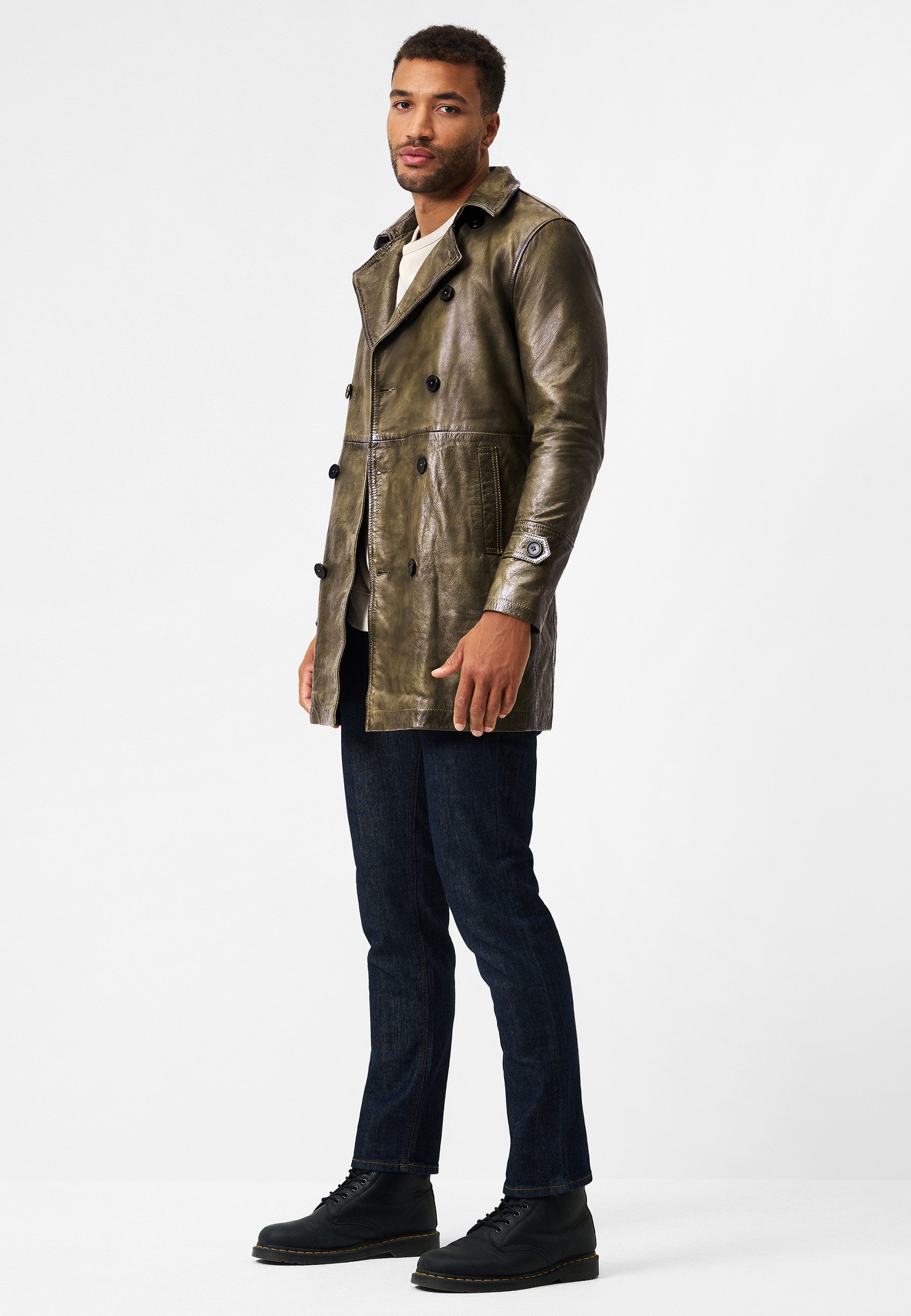 RICANO Ledermantel Salvatore Stilvoller Zweireiher aus Lamm Nappa Leder günstig online kaufen