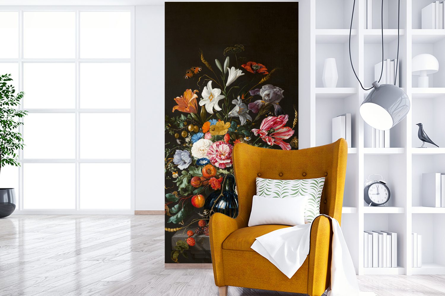 mit Wohnzimmer de Blumen für Heem Schlafzimmer Davidsz Kunst, MuchoWow Vliestapete Fototapete - Küche, Vase Jan - St), (2 bedruckt, Matt, Fototapete