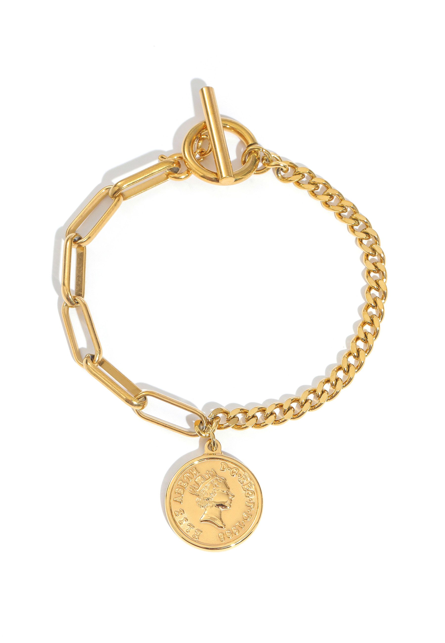 GOLDKLEIN Edelstahlarmband Edelstahl Münze Schmuck Armkette, Damen, inkl. G günstig online kaufen