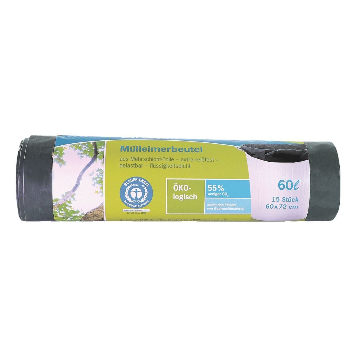 SECOLAN Мусорные урны, 15 Stück/Rolle, 60 Liter, dunkelgrün/schwarz, extra reißfest