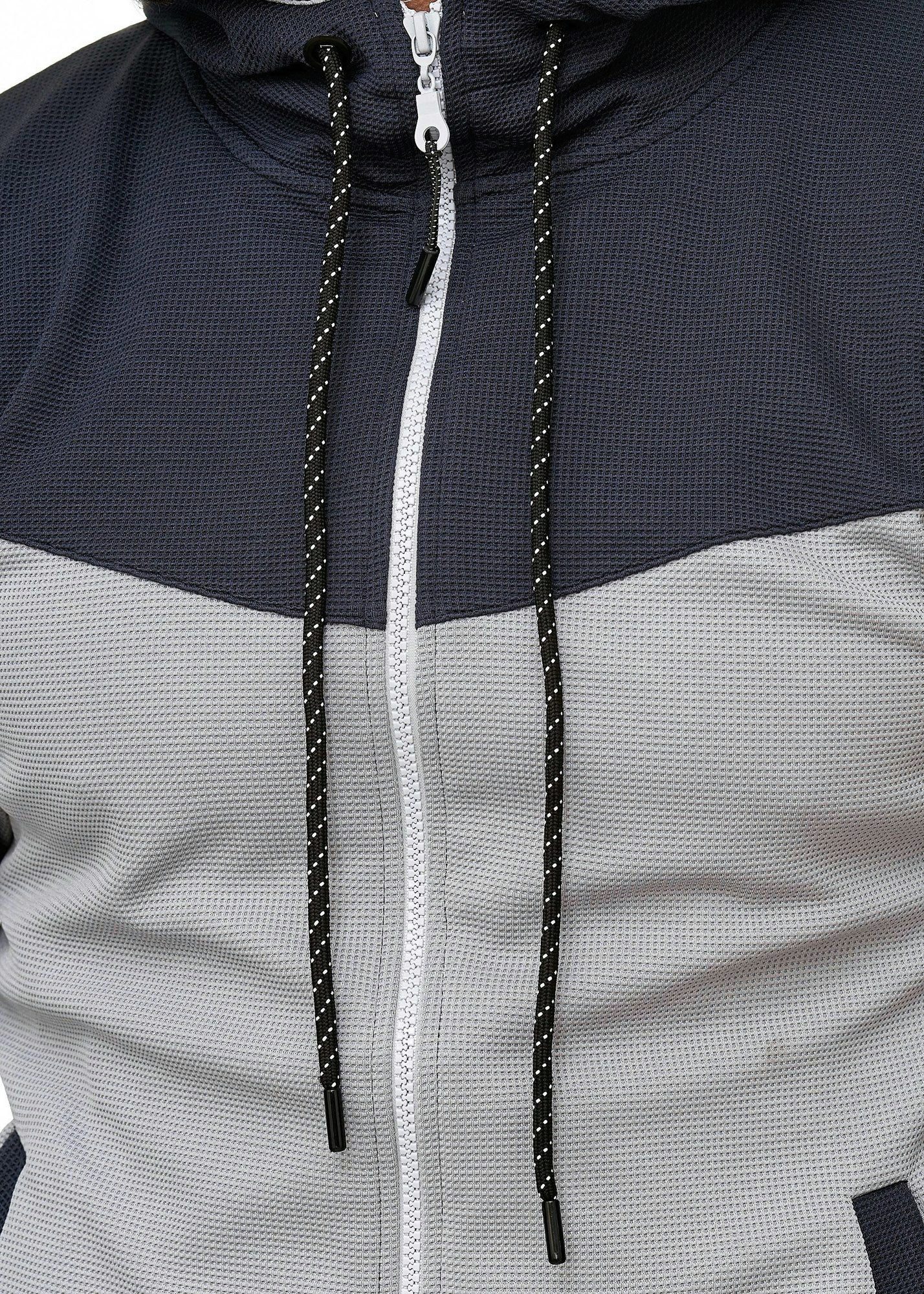 L.gonline Freizeitanzug Herren Trainingsanzug, Jogginganzug mit Kapuzenjacke 0986 (Kapuzenjacke mit Reißverschluss, Hose, 2-tlg., im modischem Design), Fitness  – Bild 3 von 3
