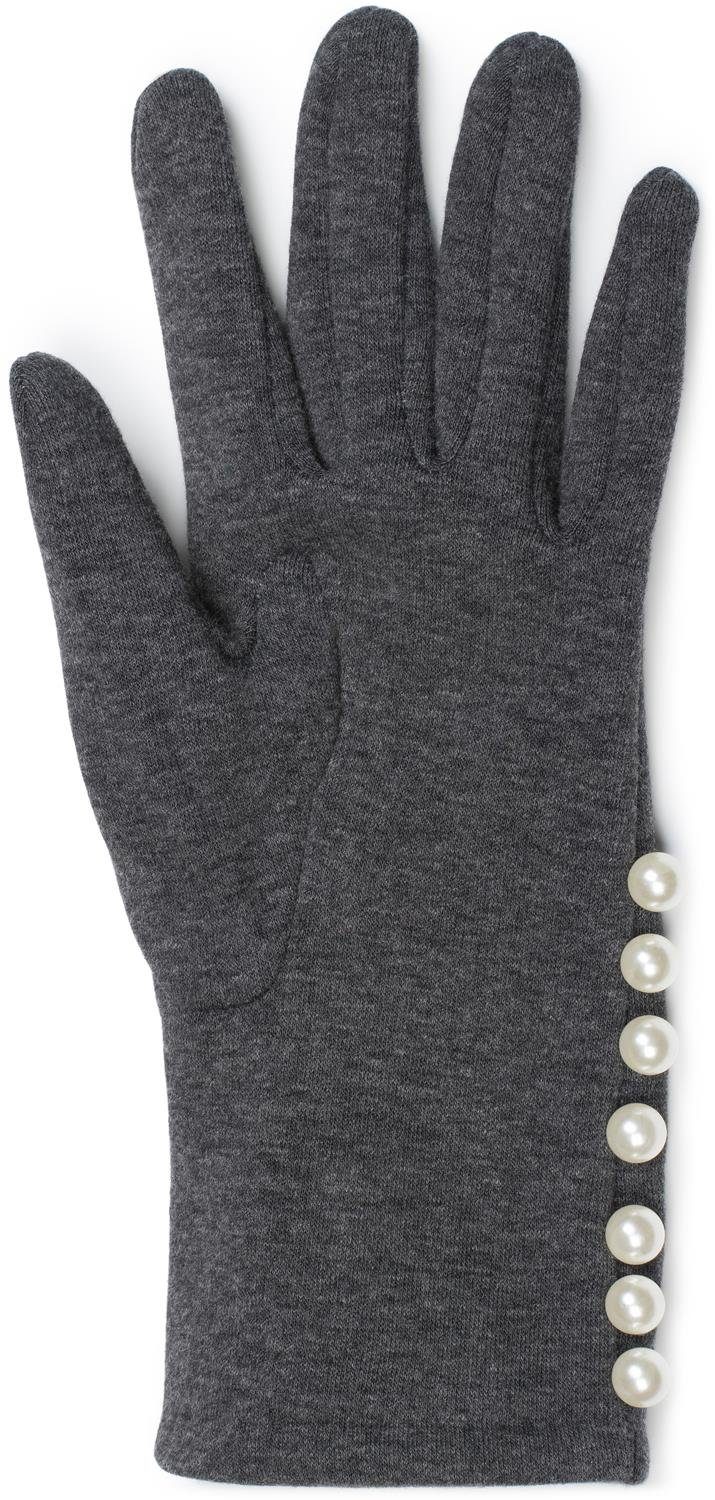 styleBREAKER Strickhandschuhe Stoff Handschuhe mit Perlen (1-St)