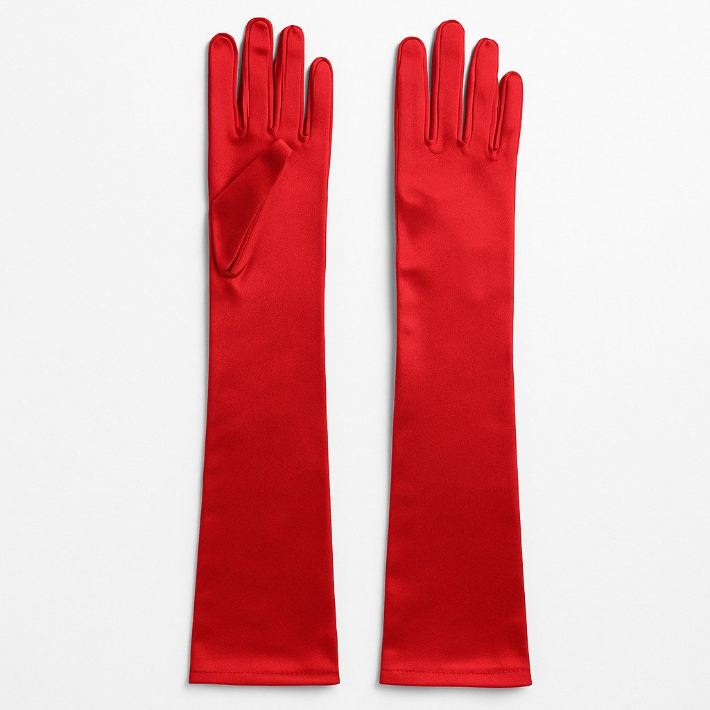 Festartikel Müller GmbH Abendhandschuhe Rote Satin Перчатки Damen Kostümaccessoire für Halloween&Fasching (1-St) Glamourös, vielseitig, auffällig