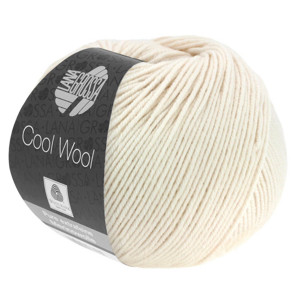 LANA GROSSA COOL WOOL pflegeleichtes Strickgarn extrafeine Merinowolle Häkelwolle, 160 m (Strickgarn aus extrafeiner Merinowolle, kuschelig weich und pflegeleicht), 50 g