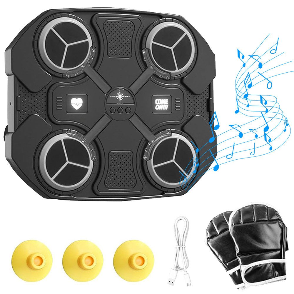OKWISH Boxstation LED Music Punch Boxmaschine Bluetooth Musik Boxing Machine Kinder (3 Geschwindigkeitsstufen Lautstärkeregler, Elektronische Boxautomat zur Wandmontage mit Boxhandschuhen), Interaktiver Elektronische Одежда и товары для бокса Trainer Geschenk für Kinder