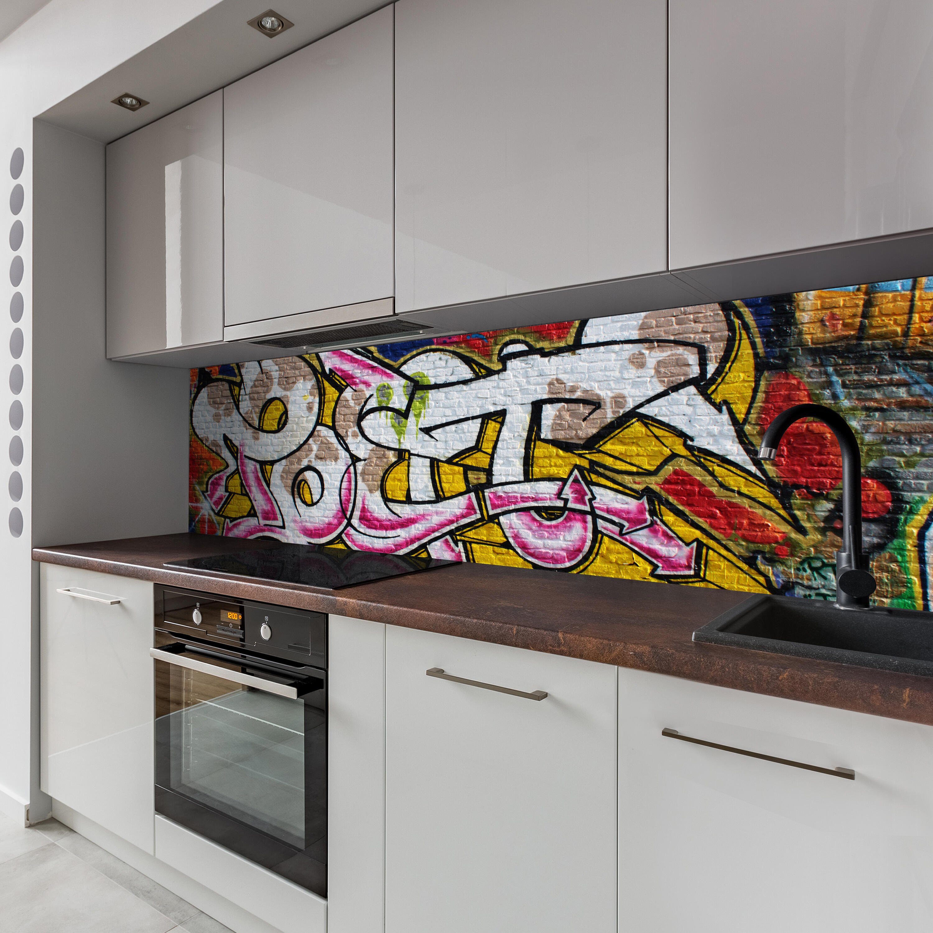 Größen versch. (1-tlg), Graffiti Hartschaum Premium wandmotiv24 in Küchenrückwand Poet, Nischenrückwand