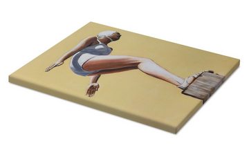 Posterlounge Leinwandbild Sarah Morrissette, Kunstspringerin auf einem Posten, Fitnessraum Mid-Century Modern Malerei