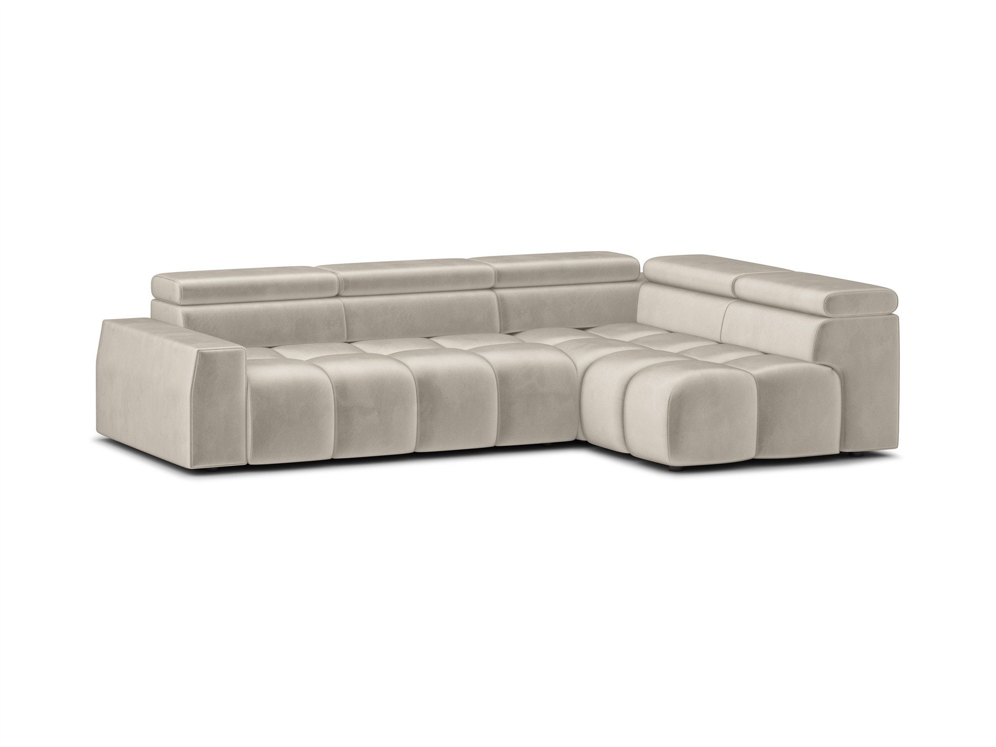 Fun Möbel Ecksofa Sofa Designersofa FUN NUBE in Stoff Salvador, Ottomane Rechts oder Links, Einstellbare Kopfstützen (x5)