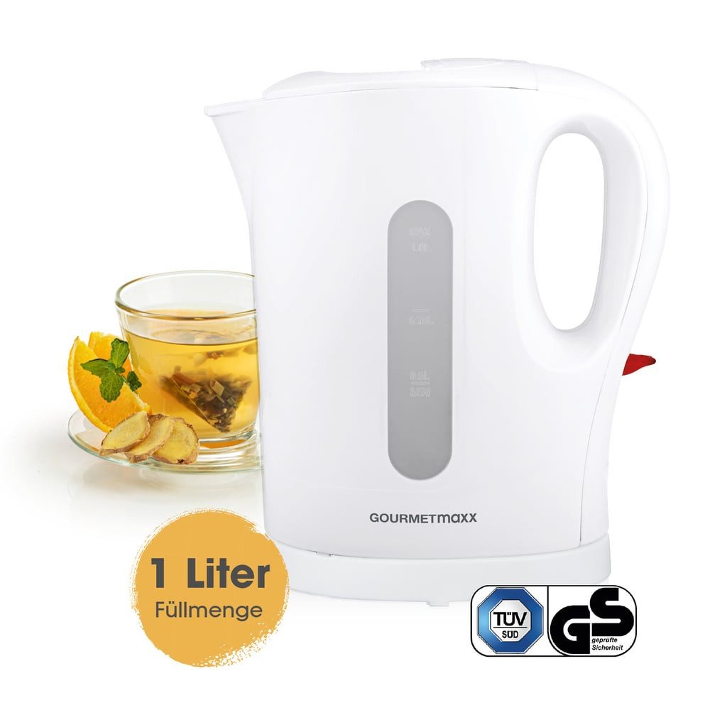 GOURMETmaxx Елктрочайники GOURMETmaxx Елктрочайники 1l - weiß/grau, 1200 W, Елктрочайники Mit Wasserstandsanzeige max. 1 l