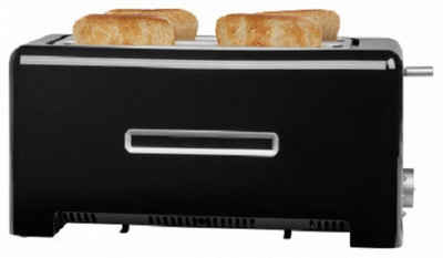 Medion® Toaster MEDION® MD 15709 Family-Toaster, 1.400 Watt 4 Scheiben Schwarz, 4 lange Schlitze, für 4 Scheiben, 1400 W, mit Brötchenwärmer