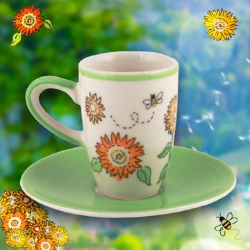 Mila Espressotasse Mila Keramik Espresso-Tasse mit Untere Sunny Sunflowers, Keramik