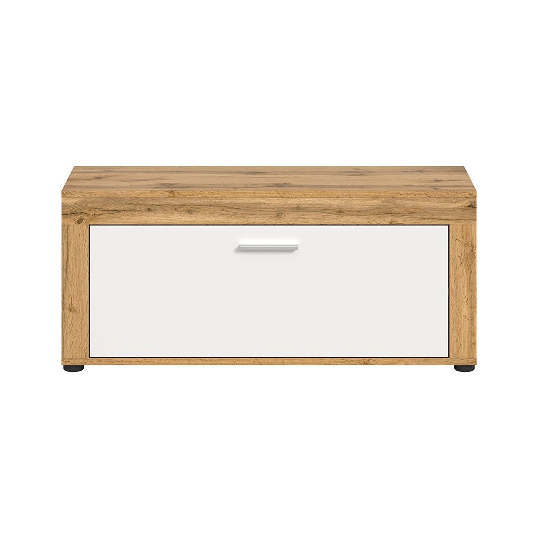 ebuy24 Bank Jam Sitzbank 1 Klapptür weiß, Eiche Dekor.