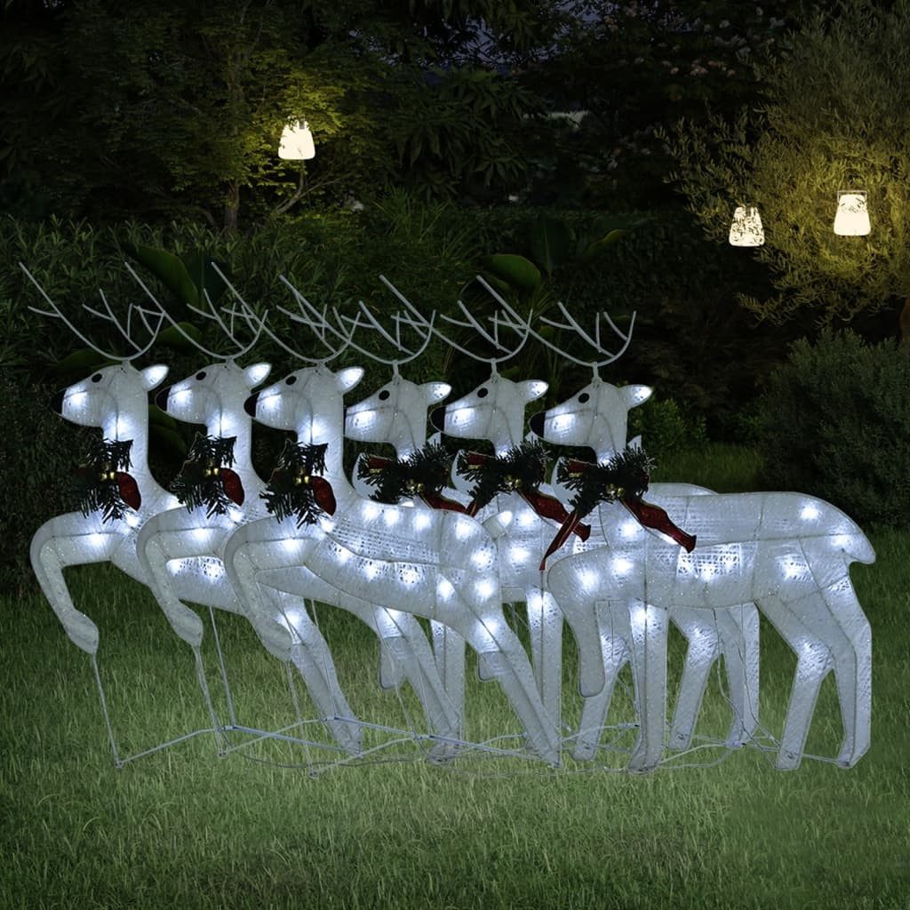 vidaXL Weihnachtsfigur LED-Rentiere 6 Stk. Weiß 120 LEDs (6 St)